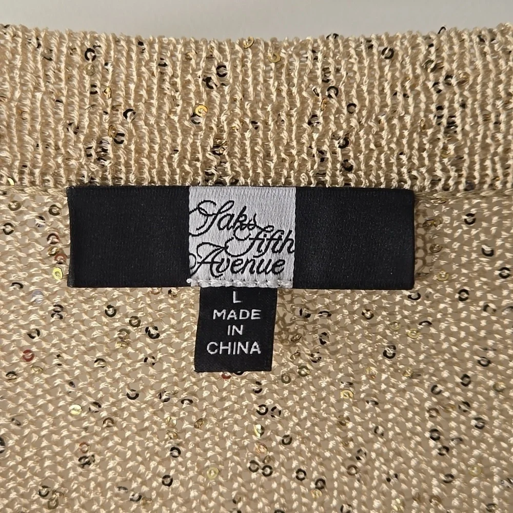 Saks Fifth Avenue Gold Sequin Cardigan
